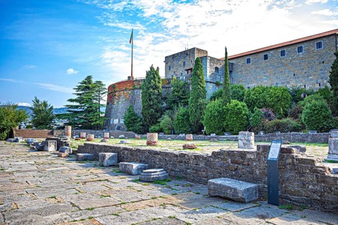 Roman Forum and St Justus Castle in Trieste, Friuli-Venezia Giulia, Italy