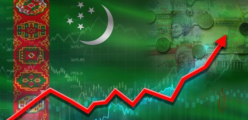 Turkmenistan financial growth on market graph. Turkmenistan economic growth on financial graph