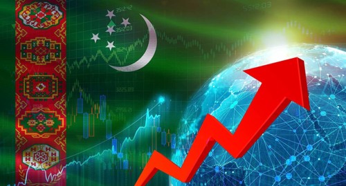 Global financial growth with Turkmenistan flag. Financial growth with Turkmenistan flag on economic