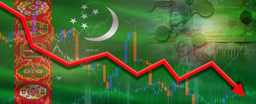 Turkmenistan financial crisis on economic graph. Financial fall of Turkmenistan on economy market