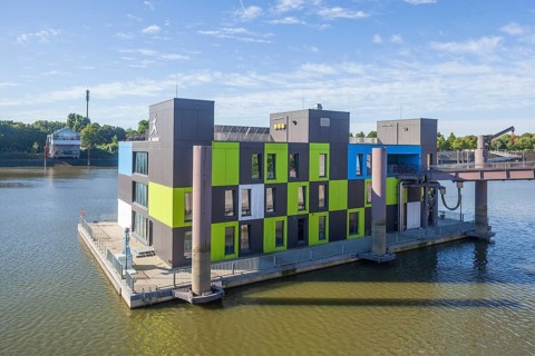 Information centre IBA Dock in Müggenburger Zollhafen, Veddel, Hamburg, Germany