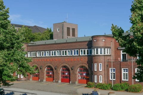Old brick fire station, Veddel, Hamburg, Germany