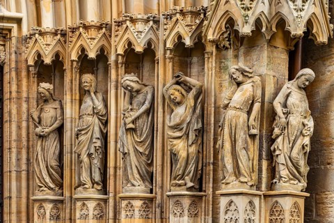 Detail of the Maiden Portal of Erfurt Cathedral in Erfurt, Thuringia, Germany