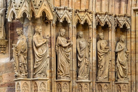 Detail of the Maiden Portal of Erfurt Cathedral in Erfurt, Thuringia, Germany