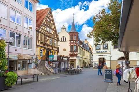 Market square in Bad Kissingen, Bavaria, Germany