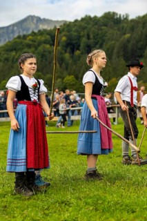 Cattle drive, cattle drive, domestic cattle (Bovidae), shepherdess, girl, dirndl, traditional