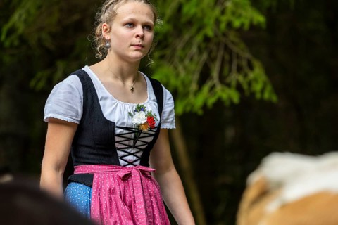 Cattle drive, alpine herdswoman, portrait, dirndl, traditional traditional costume, Oberstdorf,