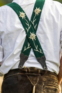 Cattle seperation, cattle drive, lederhosen, braces, Oberstdorf, Oberallgäu, Allgäu Alps, Bavaria,