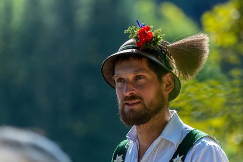 Cattle drive, herdsman, portrait, felt hat, chamois beard, traditional traditional costume,