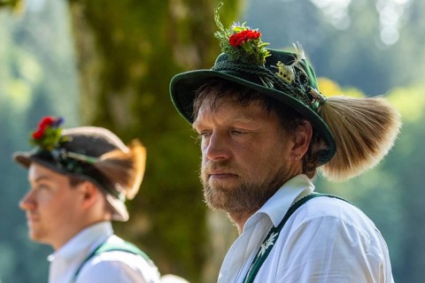 Cattle drive, herdsman, portrait, felt hat, chamois beard, traditional traditional costume,