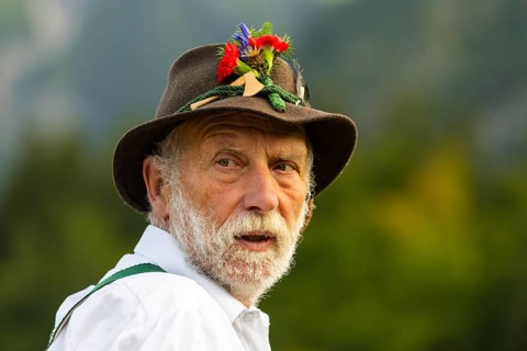 Cattle drive, herdsman, portrait, felt hat, traditional traditional costume, Oberstdorf,