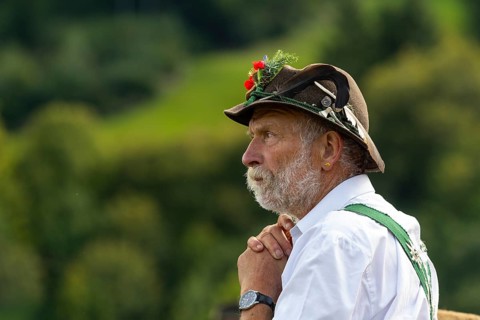 Cattle drive, herdsman, portrait, felt hat, chamois beard, traditional traditional costume,