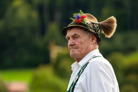 Cattle drive, herdsman, portrait, felt hat, chamois beard, traditional traditional costume,
