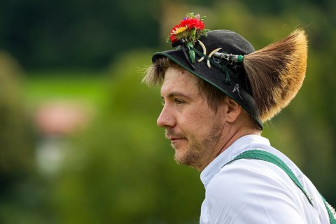 Cattle drive, herdsman, portrait, felt hat, chamois beard, traditional traditional costume,