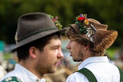 Cattle drive, herdsmen, portrait, felt hat, chamois beard, traditional traditional costume,