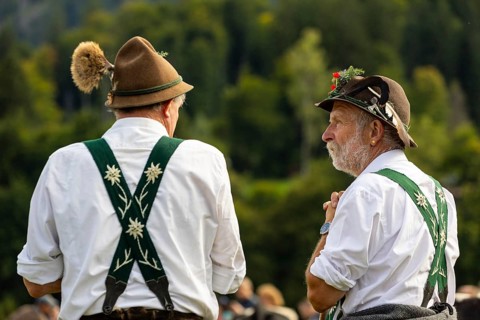 Cattle drive, herdsmen, portrait, felt hat, chamois beard, traditional traditional costume,