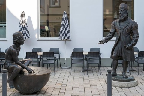 Adam Riese, arithmetic master, statue, sculpture, Bad Staffelstein, Upper Franconia, Franconia,