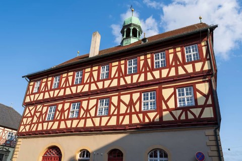 Town hall, half-timbered construction, Bad Staffelstein, Upper Franconia, Franconia, Bavaria,
