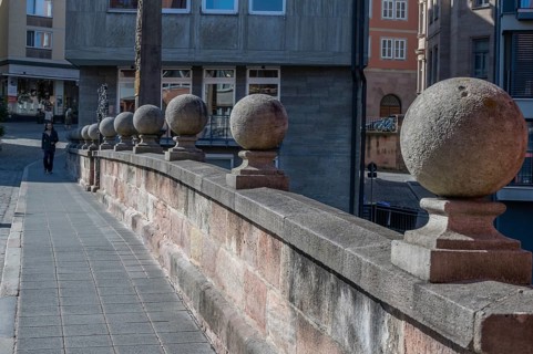 Spherical ornamentation on the Charles Bridge, built in 1728, Karlstrasse, Nuremberg, Middle