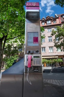 Telekom public telephone pillar, Nuremberg, Central Franconia, Bavaria, Germany