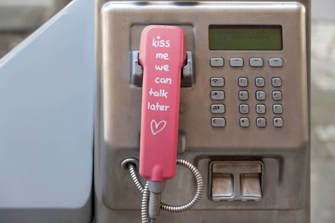 Handset and dialling keypad of a Telekom public telephone pillar, Nuremberg, Central Franconia,