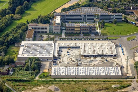 Aerial view of the demolition of Aldi-Nord in Styrum - Süd, ALDI Süd headquarters, Mülheim an der
