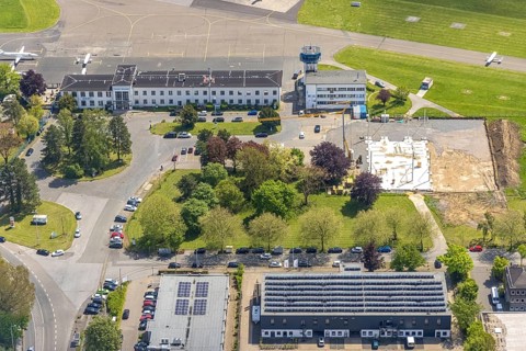 Aerial photo, Airport Essen/Mülheim, FFL Fachschule für Luftfahrzeugführer, Holthausen - Südost,