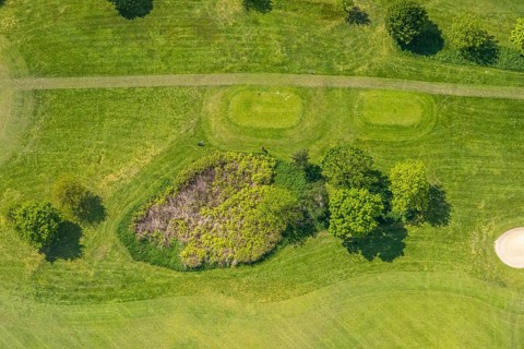Aerial view, Raffelberg racecourse with golf course inside, Speldorf - Northwest, Mülheim an der