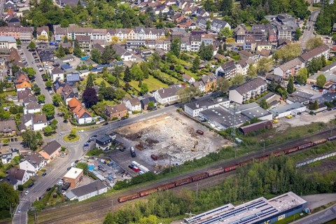 Aerial photo, construction site Heerstraße, Speldorf, Mülheim an der Ruhr, Ruhr area, North
