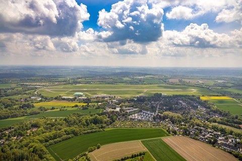 Aerial photo, Airport Essen/Mülheim, Holthausen - Südost, Mülheim an der Ruhr, Ruhr area, North
