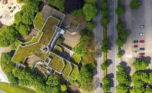 Aerial view, Heinrich-Thöne-Volkshochschule, Broich - Ost, Mülheim an der Ruhr, Ruhr area, North