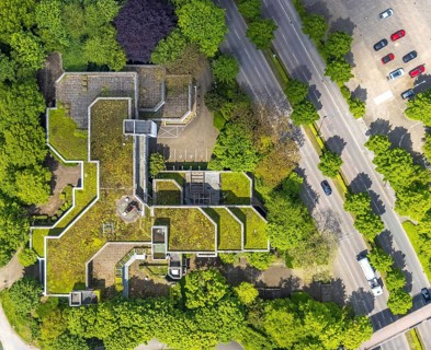 Aerial view, Heinrich-Thöne-Volkshochschule, Broich - Ost, Mülheim an der Ruhr, Ruhr area, North
