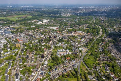 Aerial view, site view, construction site and new construction residential area