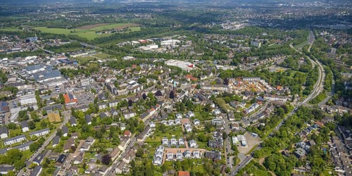 Aerial view, site view, construction site and new construction residential area