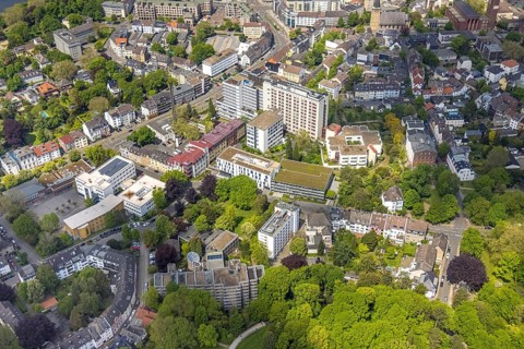 Aerial view, Evangelisches Krankenhaus, Altstadt I - Südwest, Mülheim an der Ruhr, Ruhr area, North