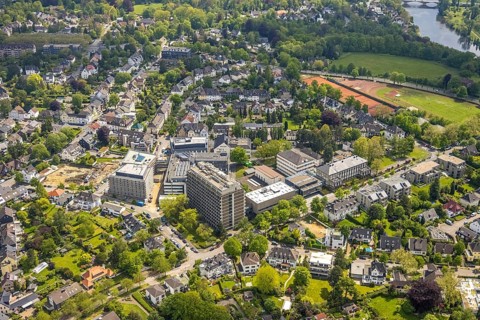 Aerial view, Max Planck Institute, construction site, Holthausen - West, Mülheim an der Ruhr, Ruhr