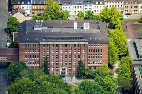 Aerial view, Mannesmann Precision Tubes GmbH building, Altstadt II, Mülheim an der Ruhr, Ruhr area,