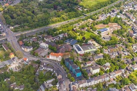 Aerial view, Willy-Brandt-Schule, Städt. Grundschule an der Augustastraße, sports hall