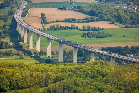 Aerial view, Mintarder Ruhrtalbrücke, Saarn, Mülheim an der Ruhr, Ruhr area, North