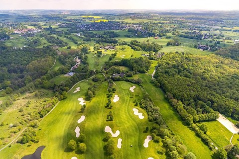 Aerial view, golf course, golf club Mülheim an der Ruhr, Saarn - Süd, Mülheim an der Ruhr, Ruhr