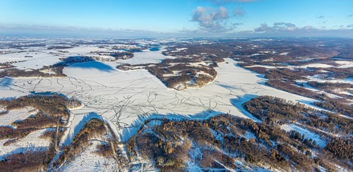 Aerial view, forest area Südlicher Randweg and Möhnesee, Brüningsen, Möhnesee, Sauerland, North