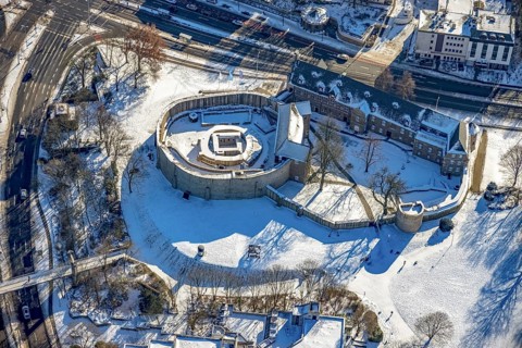 Aerial view, Broich Castle, Broich - East, Mülheim an der Ruhr, Ruhr area, North Rhine-Westphalia,