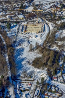 Aerial view, construction site of the Emschergenossenschaft, Köttelbecke renaturalisation,