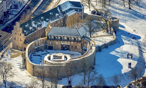 Aerial view, Broich Castle, Old Town II, Mülheim an der Ruhr, Ruhr area, North Rhine-Westphalia,