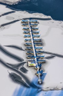 Aerial view, boat mooring sailing club Möhnesee Süd at the campsite Möhnesee, Brüningsen, Möhnesee,