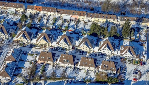 Aerial view, workers' housing estate, Heimaterde housing estate, Theodor-Suhnel-Straße, Heißen -