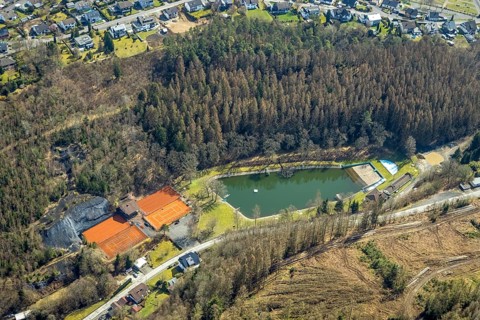 Naturfreibad Schinderweiher, Mudersbach, Siegerland, Rhineland-Palatinate, Germany, bathing resort,