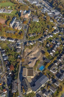 Aerial view, St. Walburga-Realschule and construction site for a residential quarter at the former
