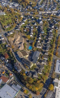 Aerial view, St. Walburga-Realschule and construction site for a residential quarter at the former