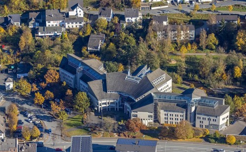 Aerial view, Hochsauerlandkreis Kreishaus Meschede in Meschede-Stadt in Meschede, Sauerland, North
